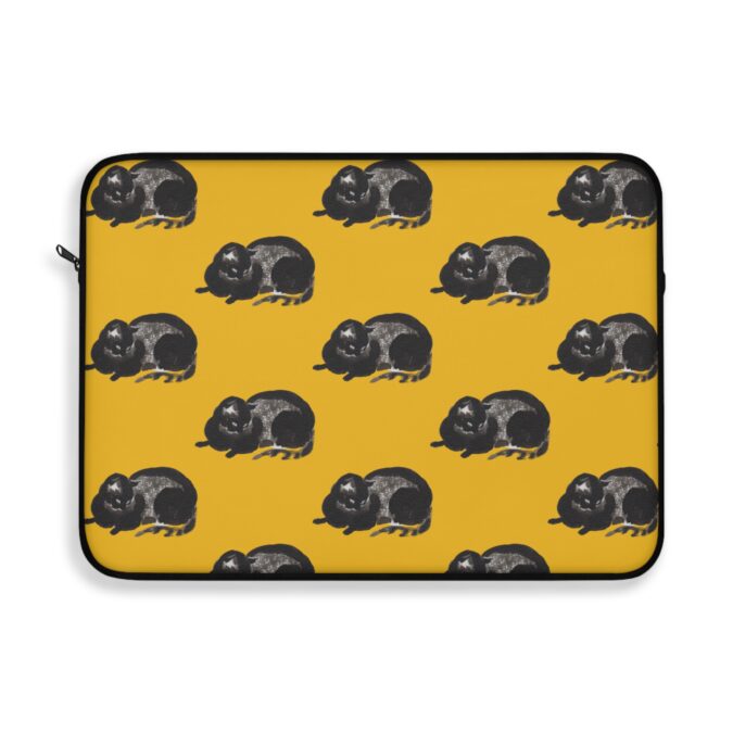 Black Cat Laptop Sleeve - Yellow - Image 7