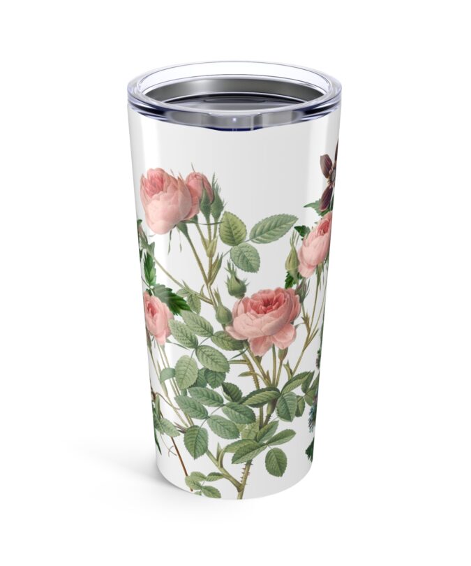 Rose, Clematis & Aster Tumbler  - White