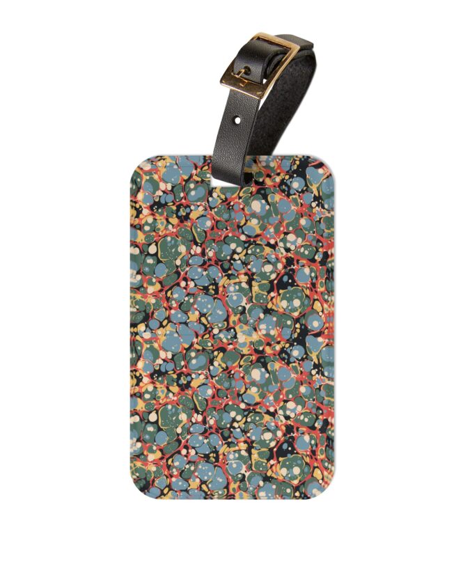 Marbled Luggage Tag - Blue, Red & Orange