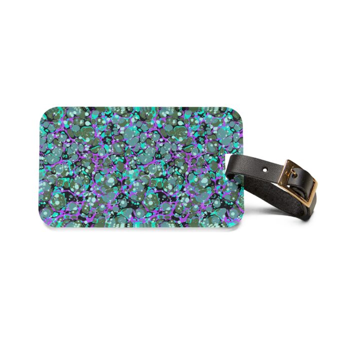 Marbled Luggage Tag - Aqua, Violet & Black - Image 2