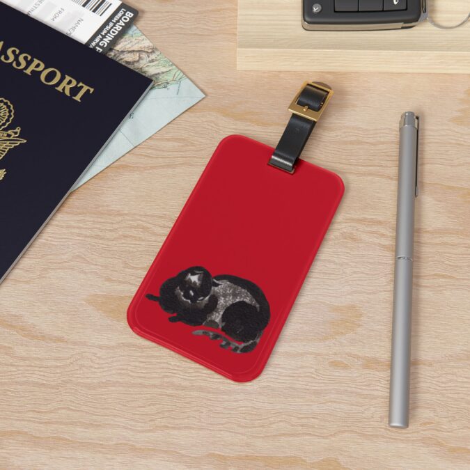 Black Cat Luggage Tag - Red - Image 4