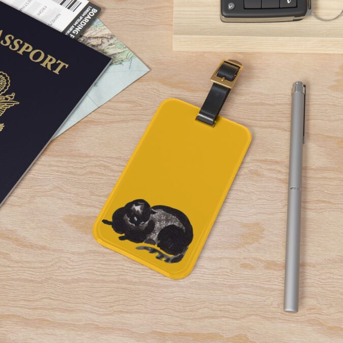 Black Cat Luggage Tag - Yellow - Image 4