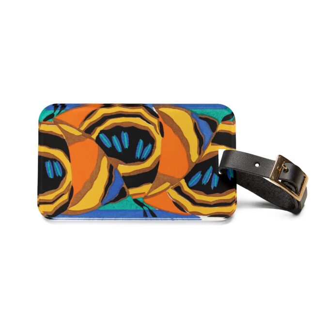 Orange, Black & Blue Abstract Luggage Tag - Image 2