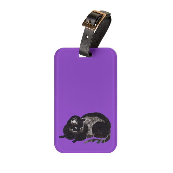 Black Cat Luggage Tag - Violet