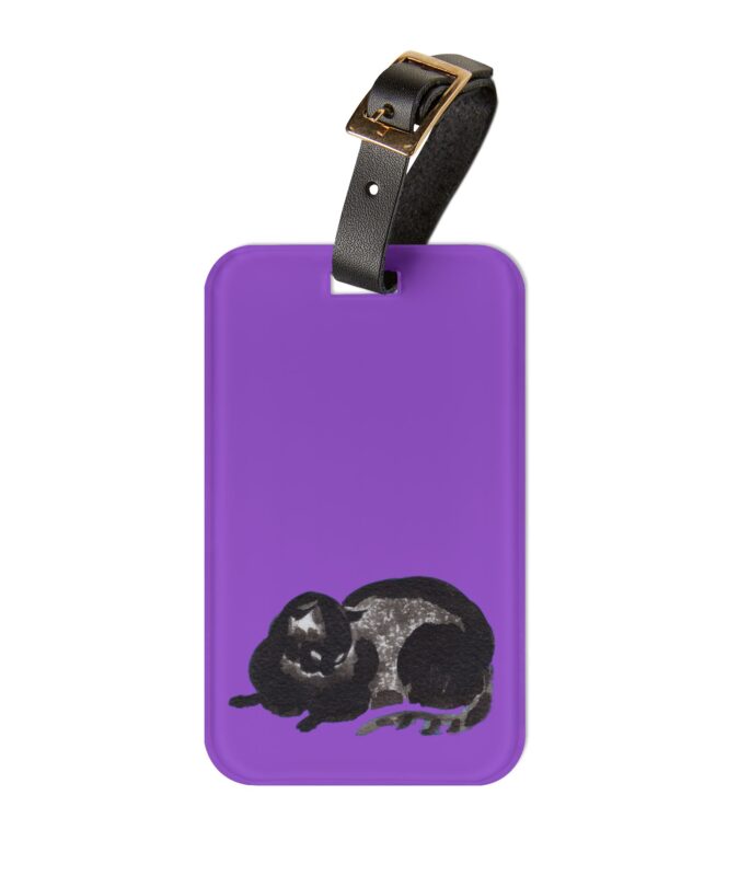 Black Cat Luggage Tag - Violet