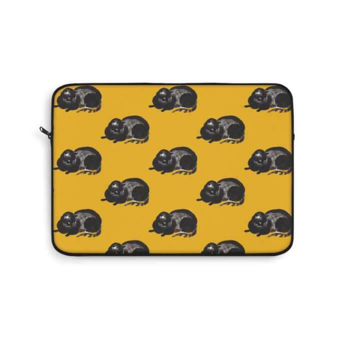 Black Cat Laptop Sleeve - Yellow - Image 4