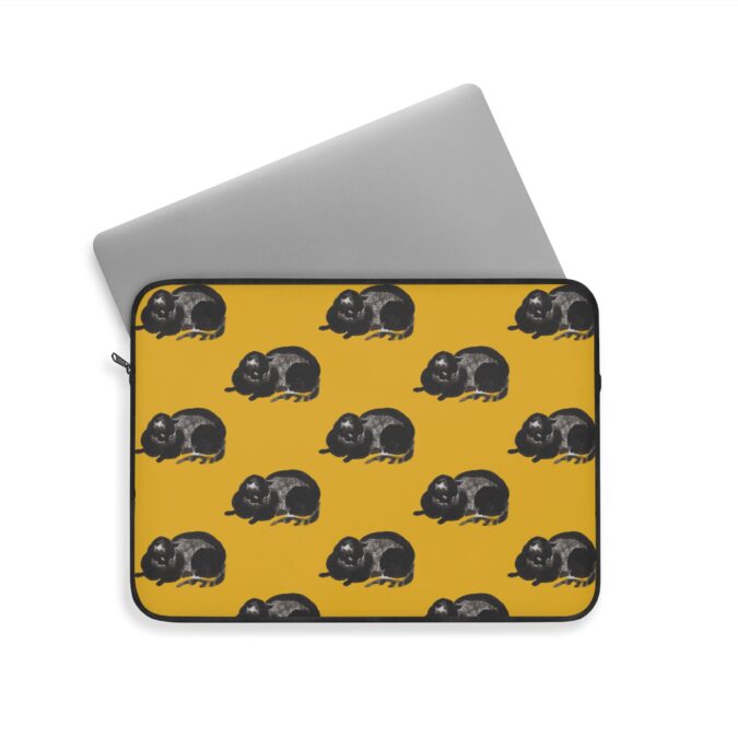 Black Cat Laptop Sleeve - Yellow - Image 8