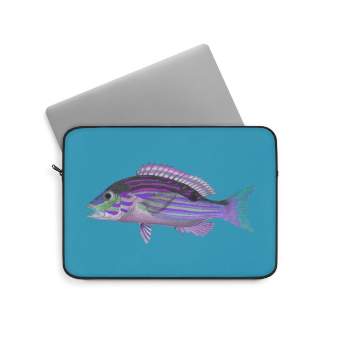 Periwinkle Fish Laptop Sleeve - Turquoise - Image 5