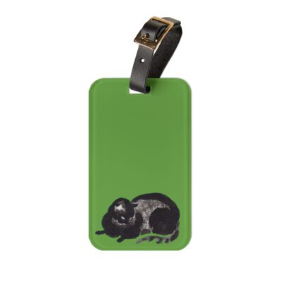 Black Cat Luggage Tag - Green