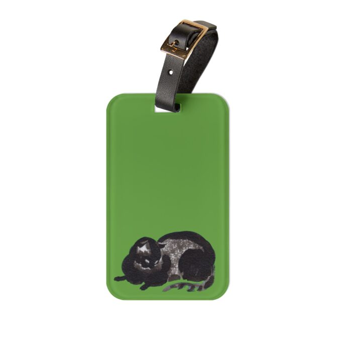 Black Cat Luggage Tag - Green