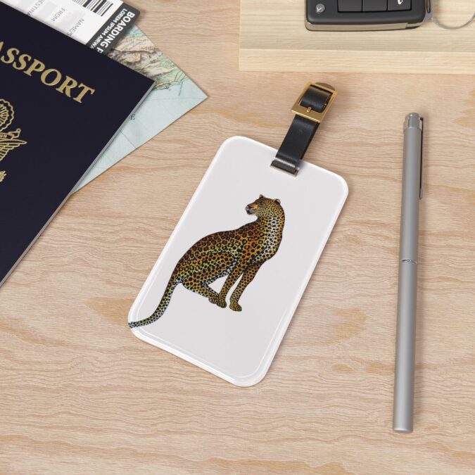 Leopard Luggage Tag - White - Image 4