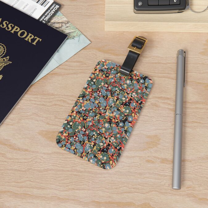 Marbled Luggage Tag - Blue, Red & Orange - Image 4