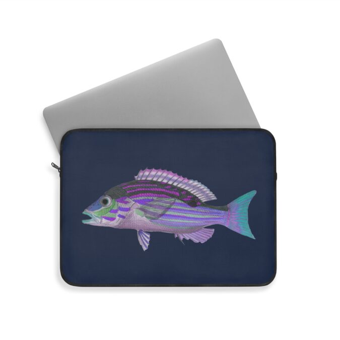 Periwinkle Fish Laptop Sleeve - Navy - Image 8