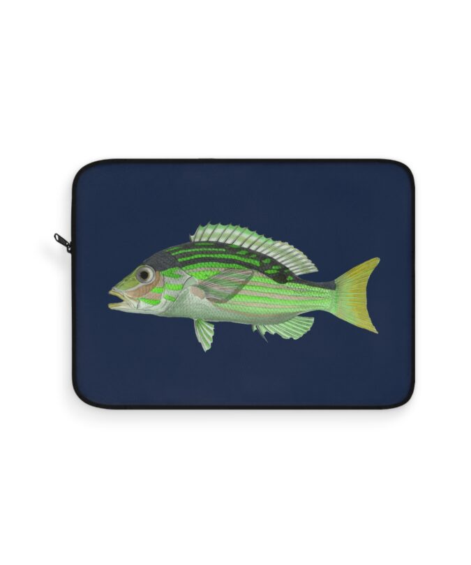 Green Fish Laptop Sleeve - Navy