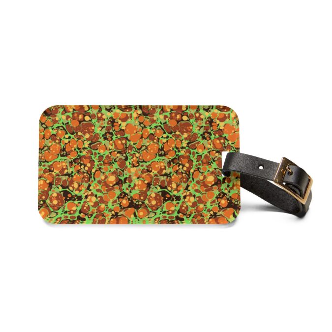 Marbled Luggage Tag - Orange, Lime Green & Black - Image 2