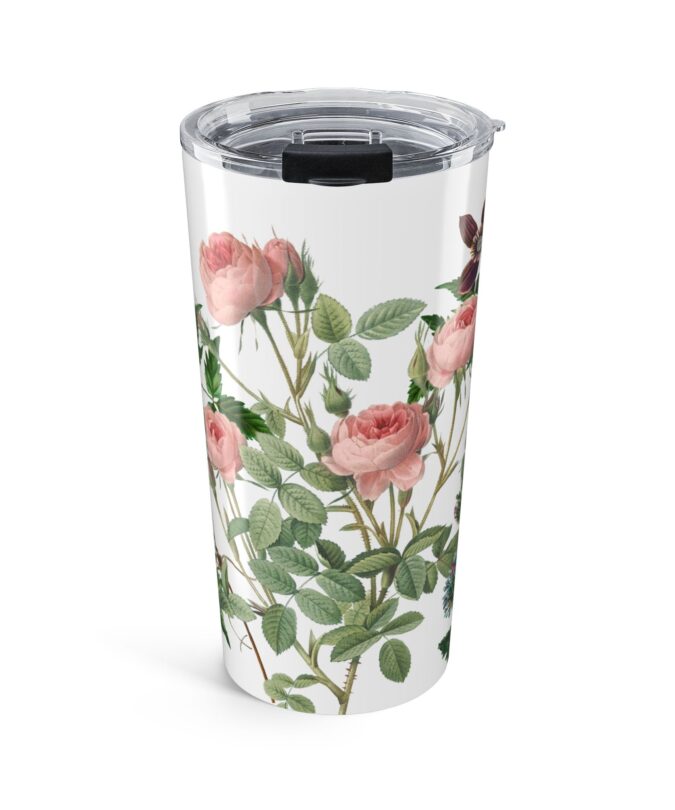 Rose, Clematis & Aster Tumbler  - White