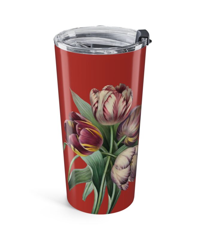 Purple Tulips Tumbler - Deep Red
