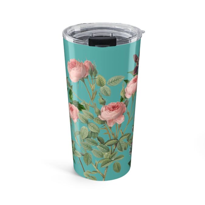 Rose, Clematis & Aster Tumbler  - Teal Blue