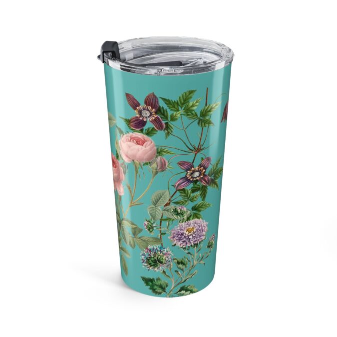 Rose, Clematis & Aster Tumbler  - Teal Blue - Image 4