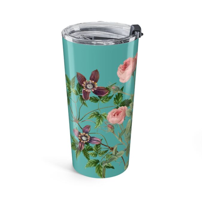 Rose, Clematis & Aster Tumbler  - Teal Blue - Image 3