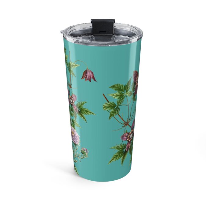 Rose, Clematis & Aster Tumbler  - Teal Blue - Image 2