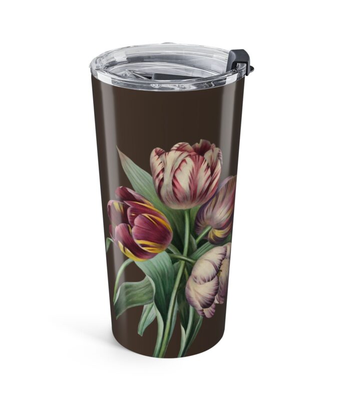 Purple Tulips Tumbler - Brown