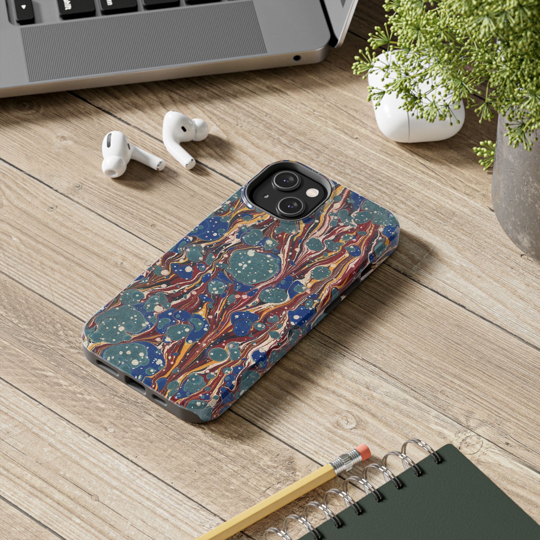 Marbled Phone Case - Dusty Blue & Rust - Image 46