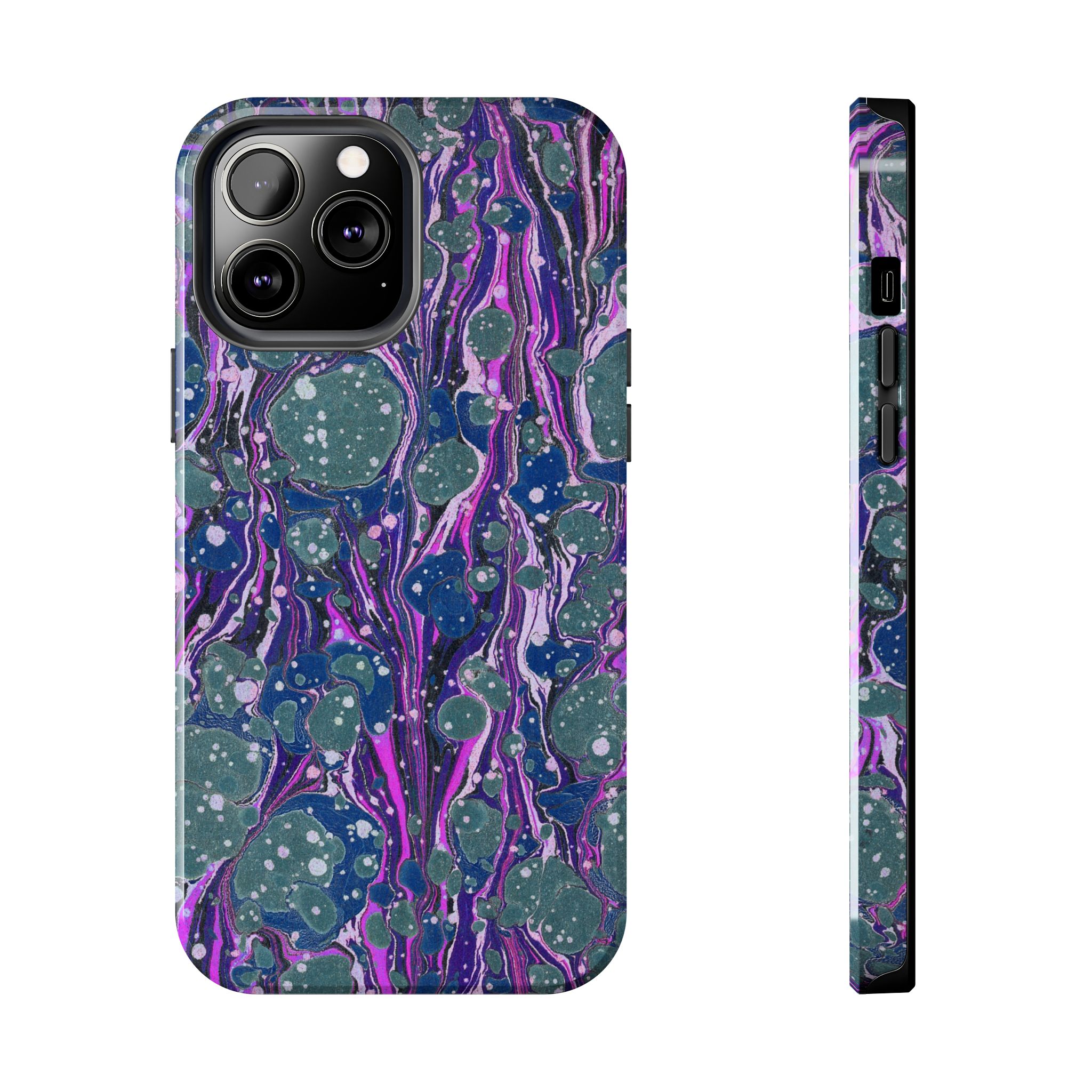 Marbled Phone Case - Navy, Magenta & Moss Green - Image 41