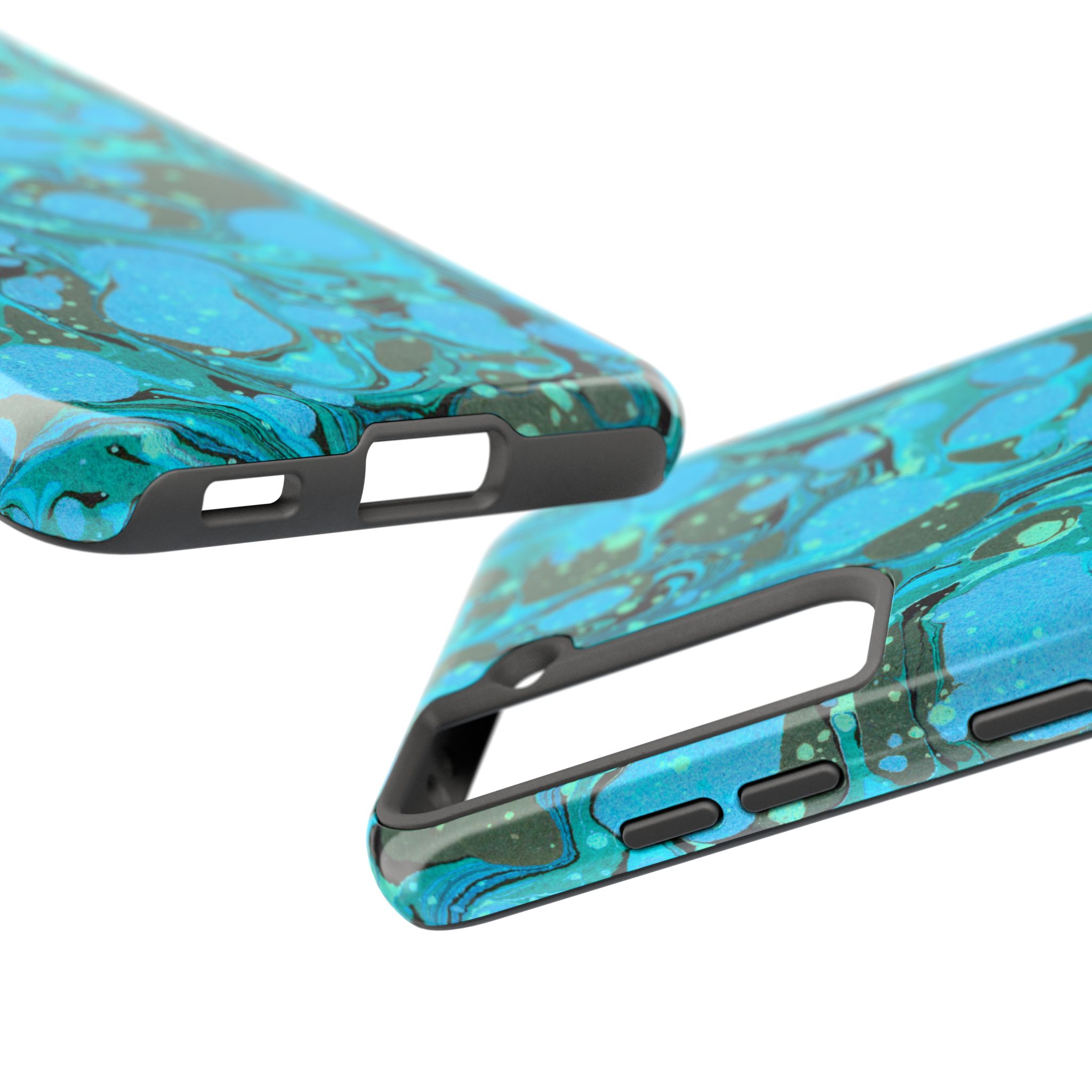 Marbled Phone Case - Aqua & Moss Green - Image 95