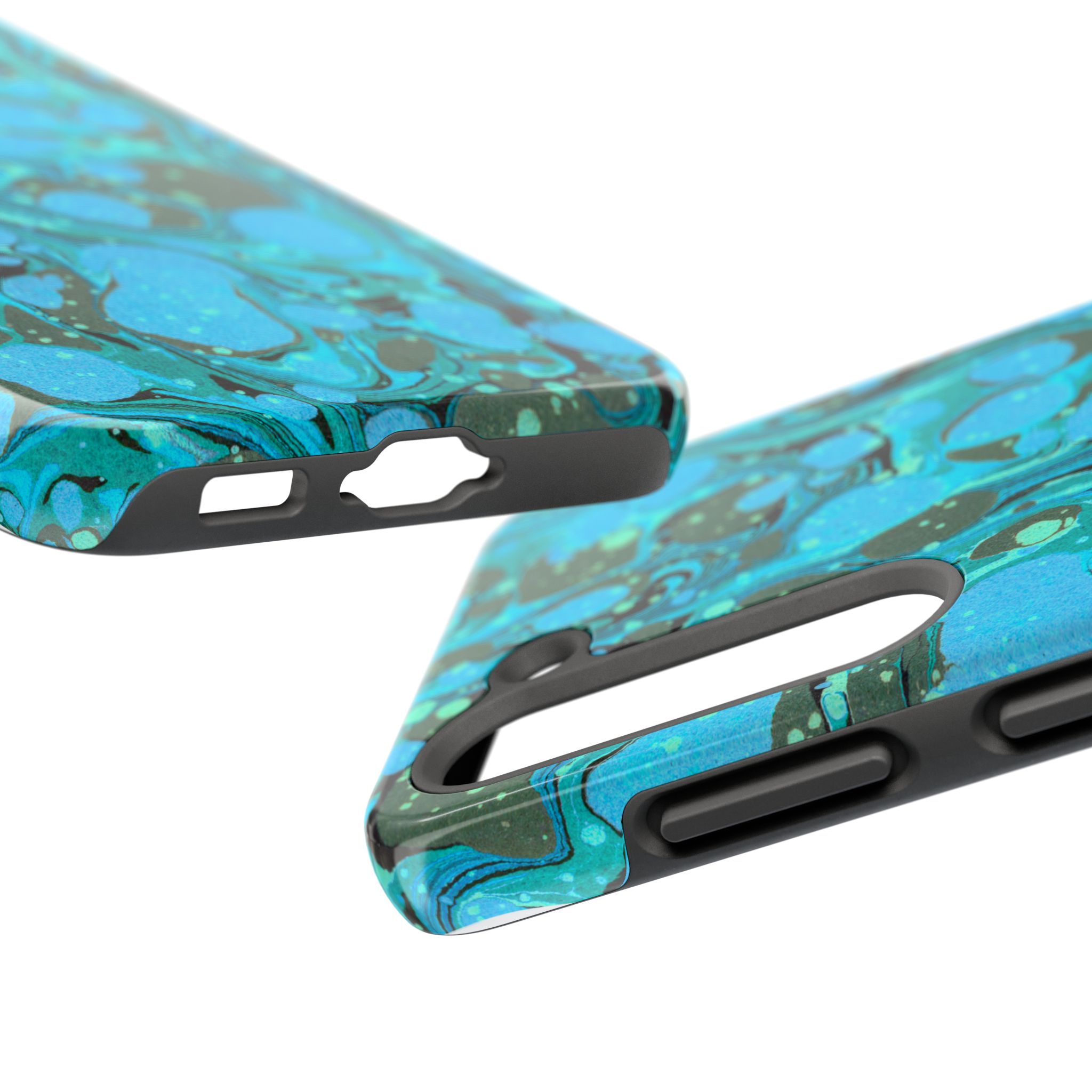 Marbled Phone Case - Aqua & Moss Green - Image 87