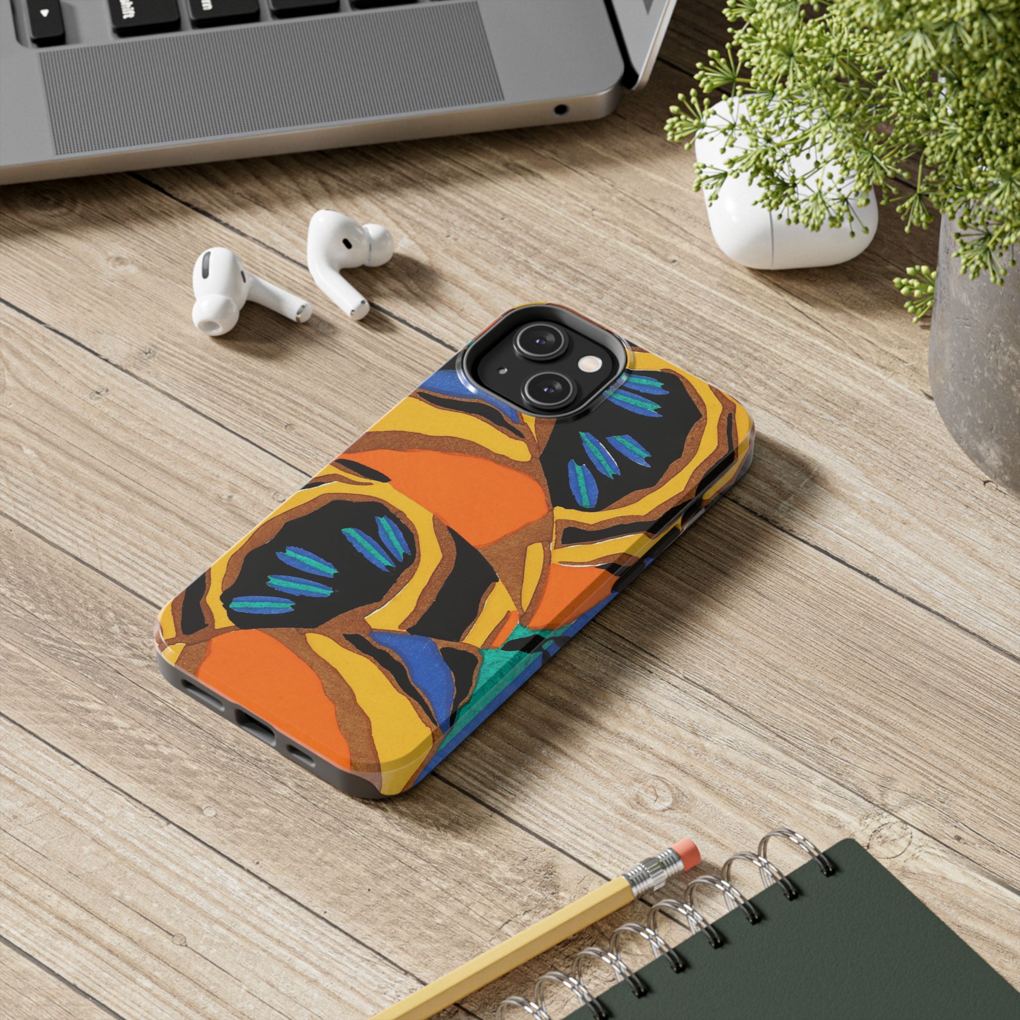 Orange, Black & Blue Abstract Phone Case - Image 46