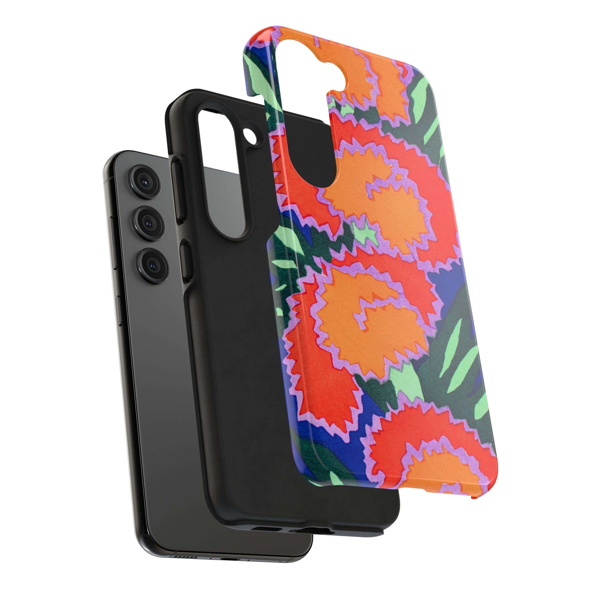 Orange & Red Floral Abstract Phone Case - Image 88