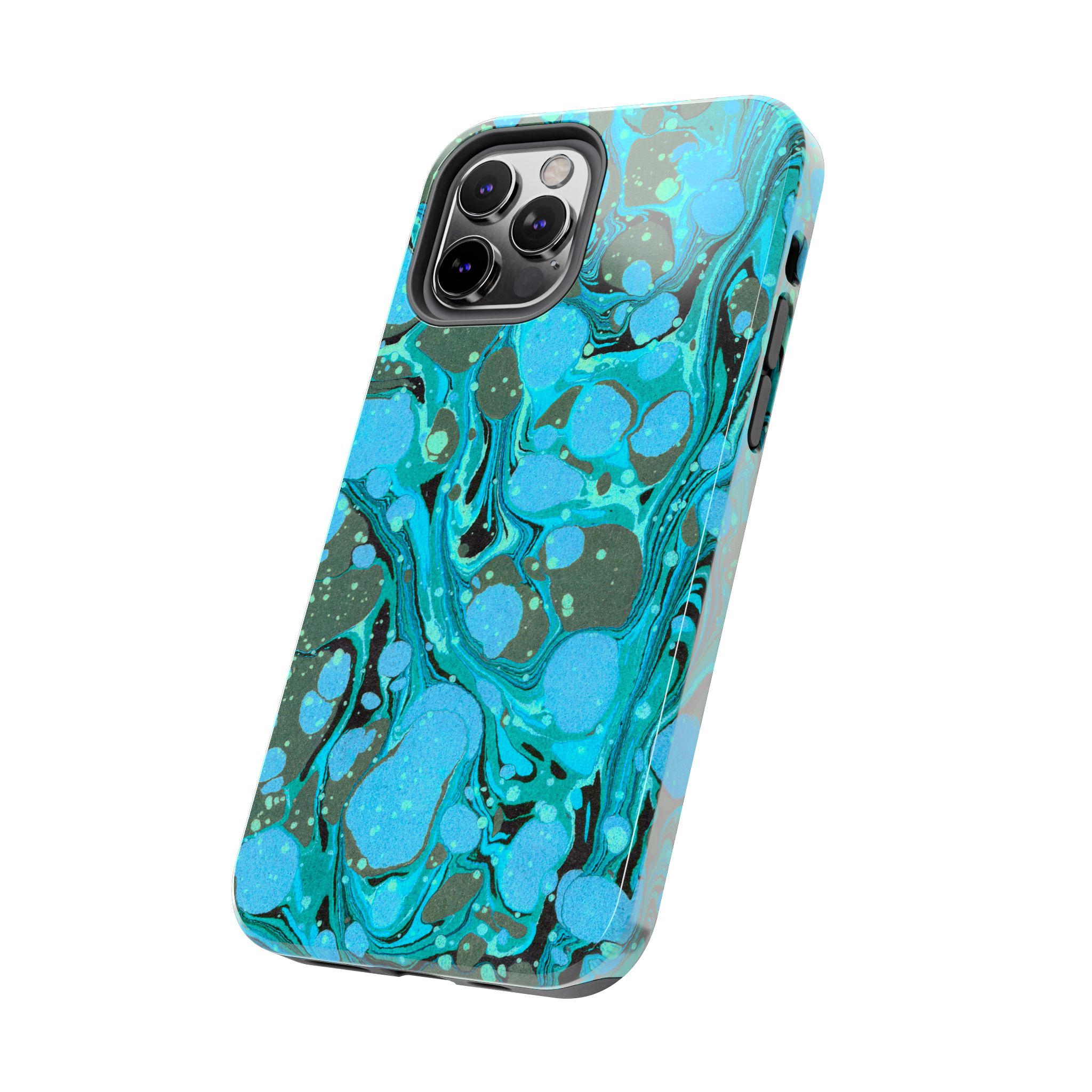 Marbled Phone Case - Aqua & Moss Green - Image 23