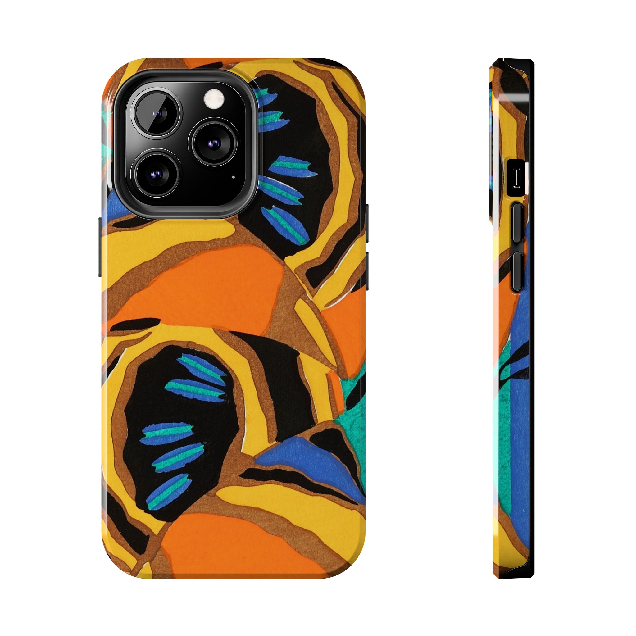 Orange, Black & Blue Abstract Phone Case - Image 37