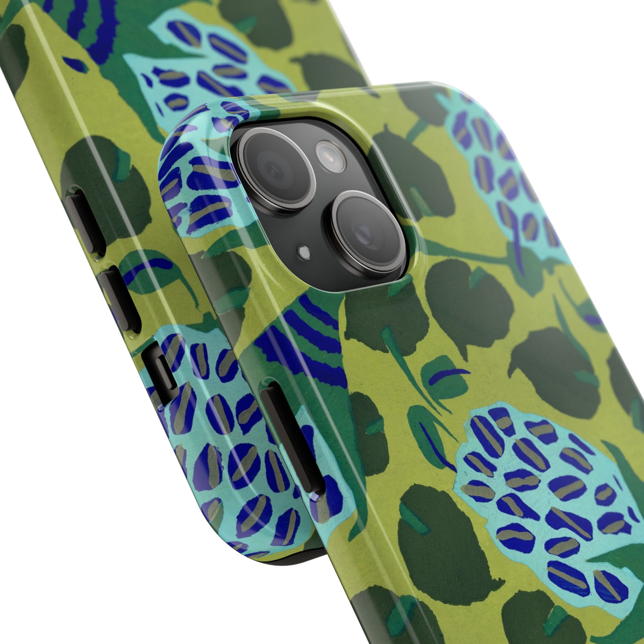 Blue & Green Floral Abstract Phone Case - Image 54