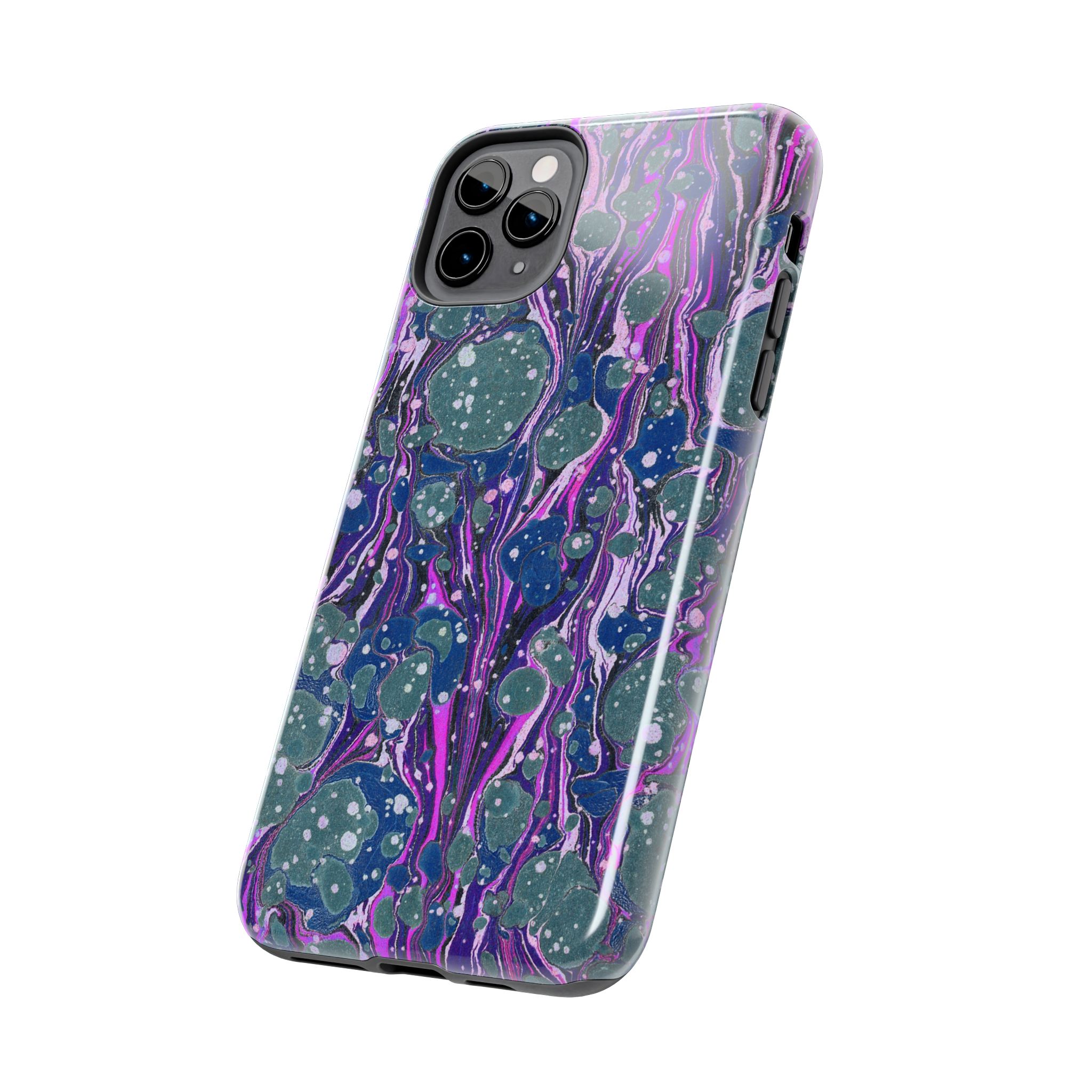 Marbled Phone Case - Navy, Magenta & Moss Green - Image 11