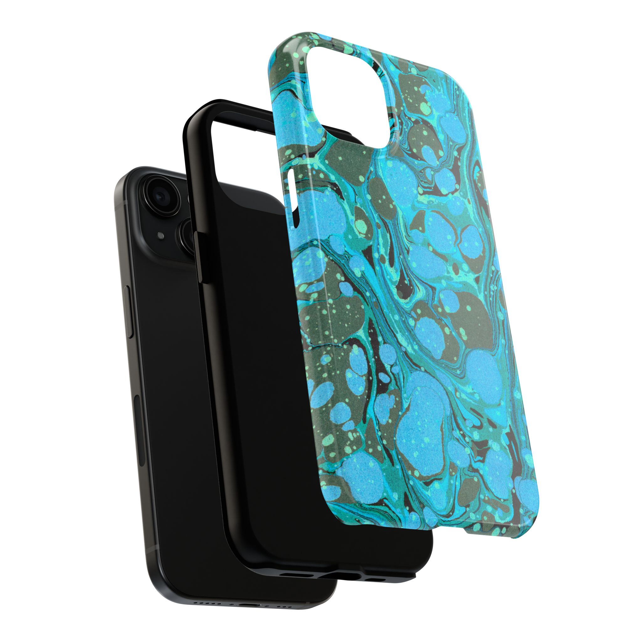 Marbled Phone Case - Aqua & Moss Green - Image 56