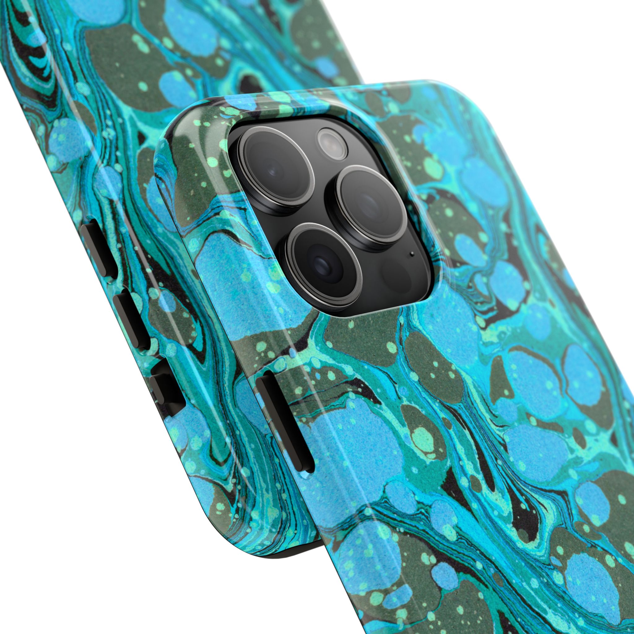 Marbled Phone Case - Aqua & Moss Green - Image 66