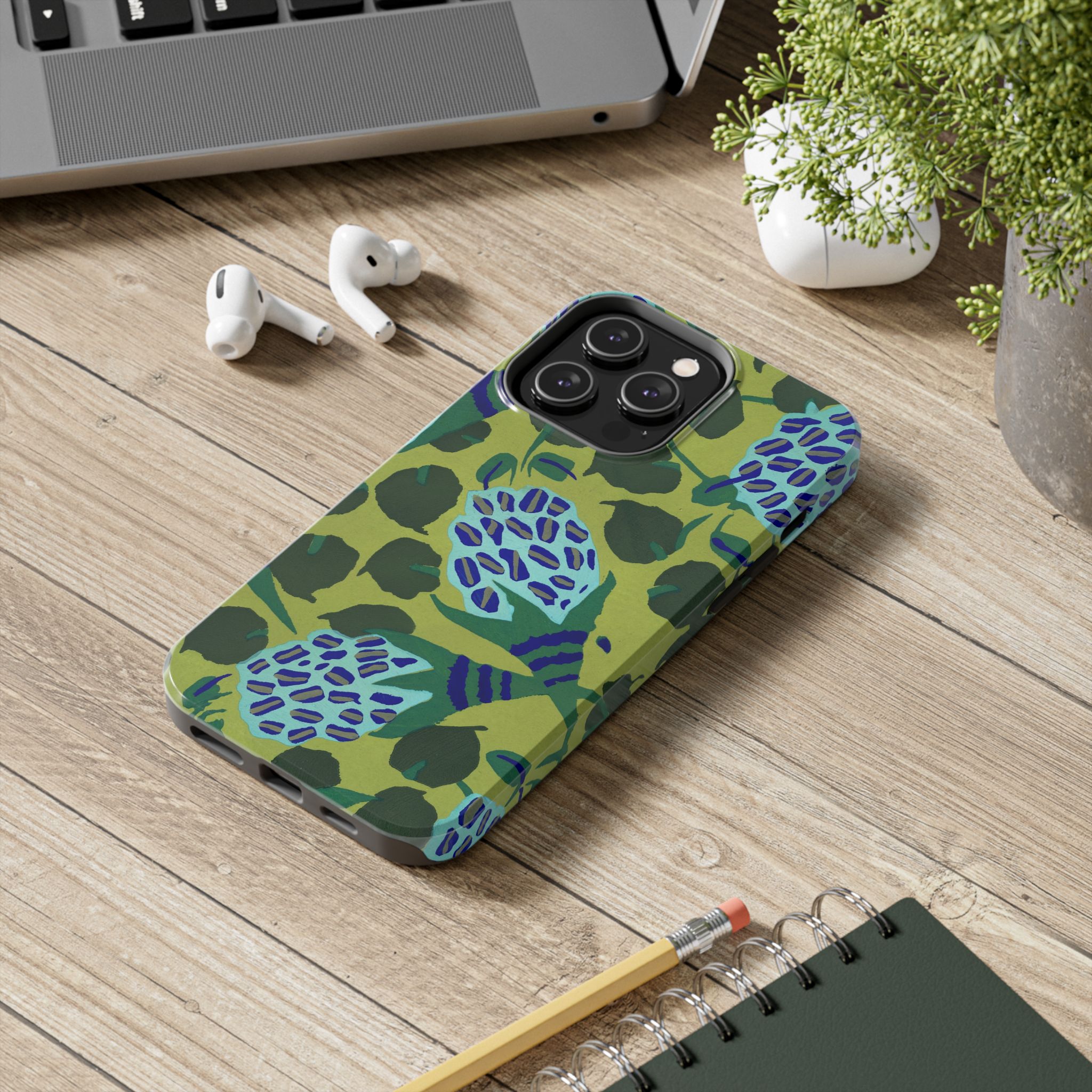 Blue & Green Floral Abstract Phone Case - Image 50