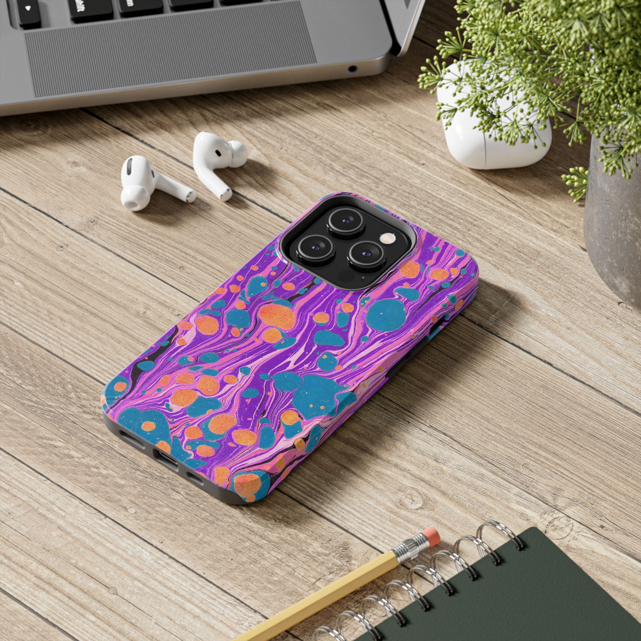 Marbled Phone Case - Purple, Orange & Blue - Image 48