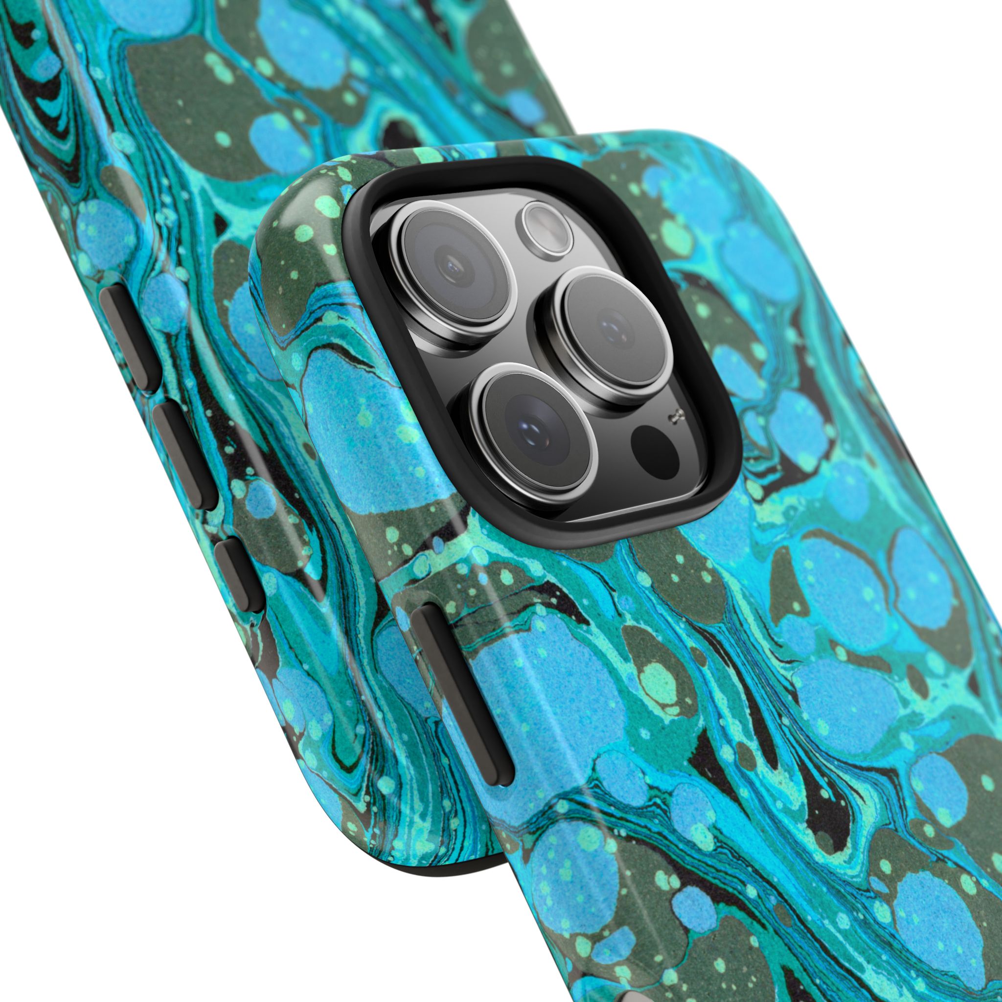 Marbled Phone Case - Aqua & Moss Green - Image 70