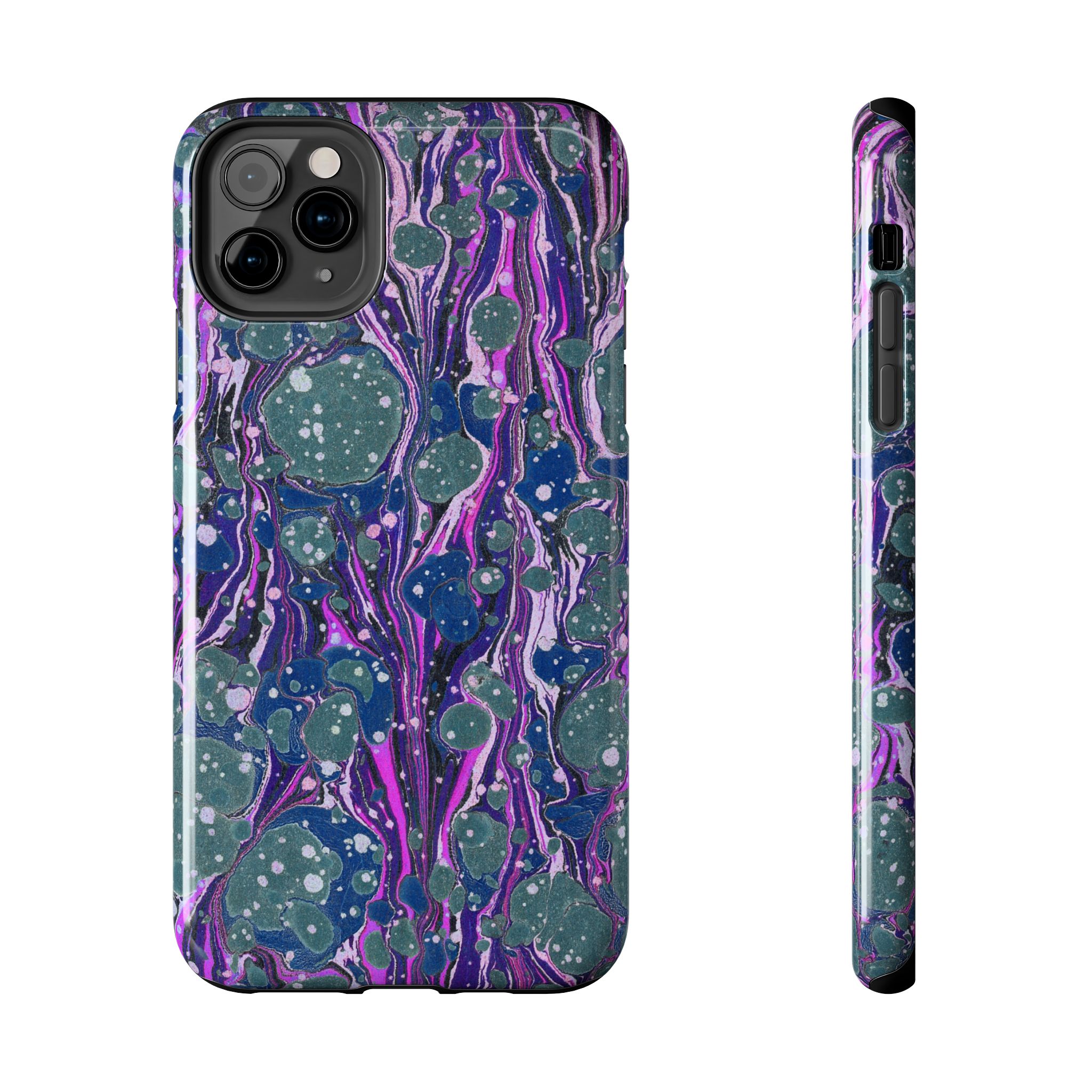 Marbled Phone Case - Navy, Magenta & Moss Green - Image 9