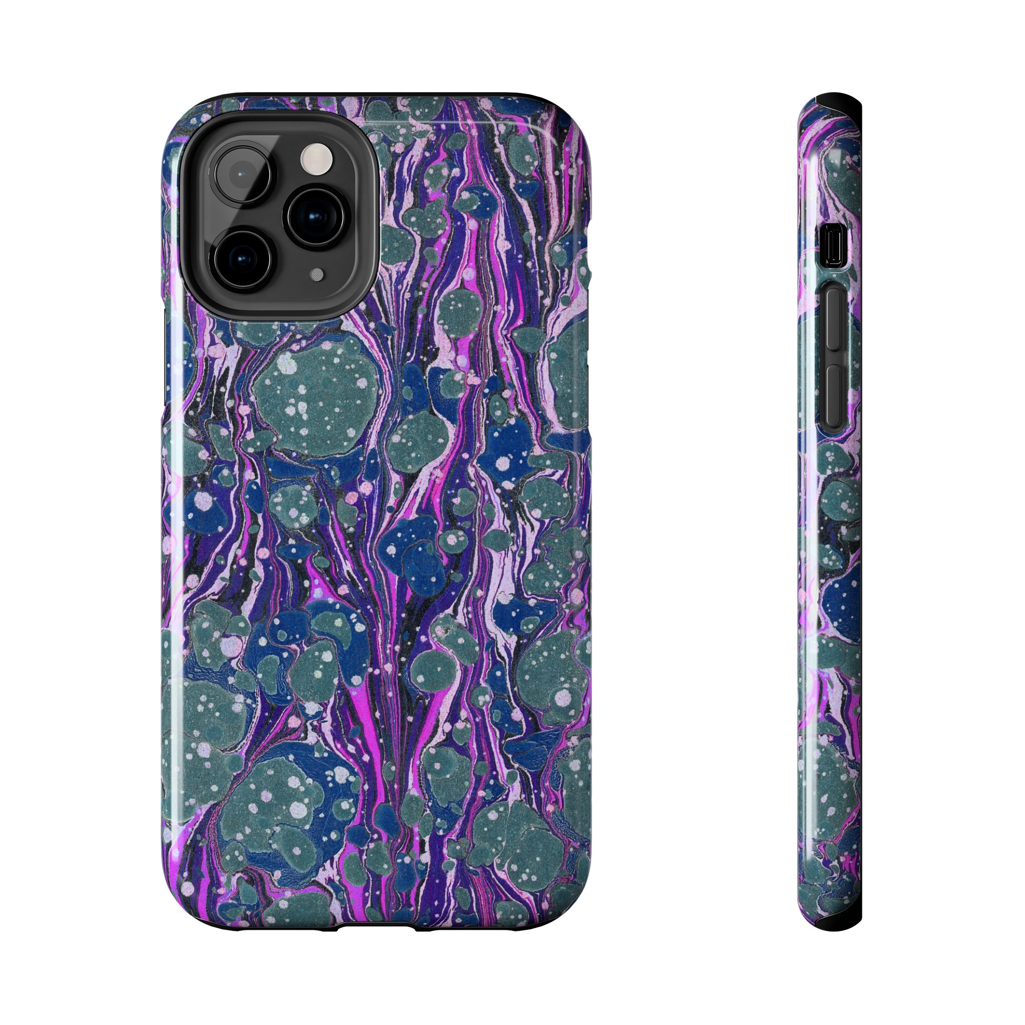 Marbled Phone Case - Navy, Magenta & Moss Green - Image 5