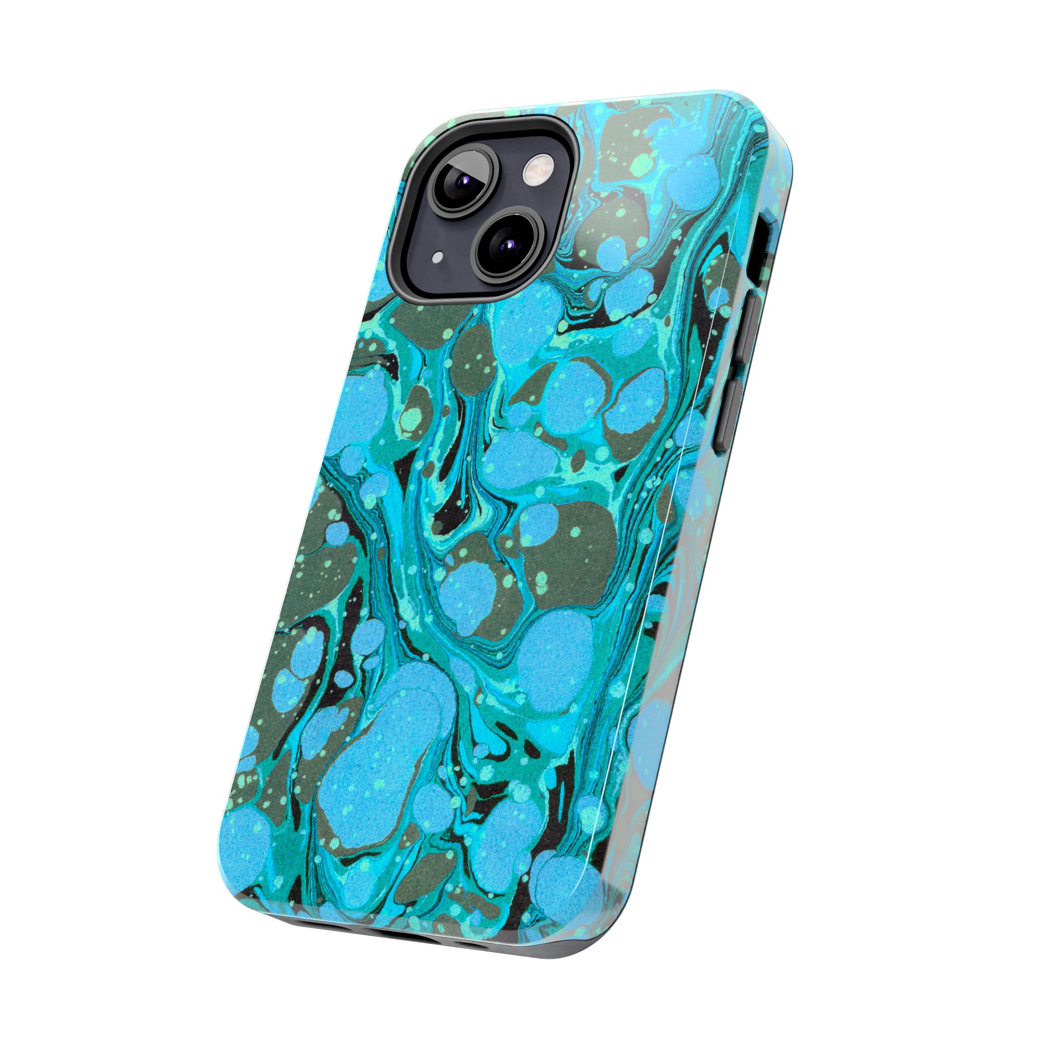 Marbled Phone Case - Aqua & Moss Green - Image 35