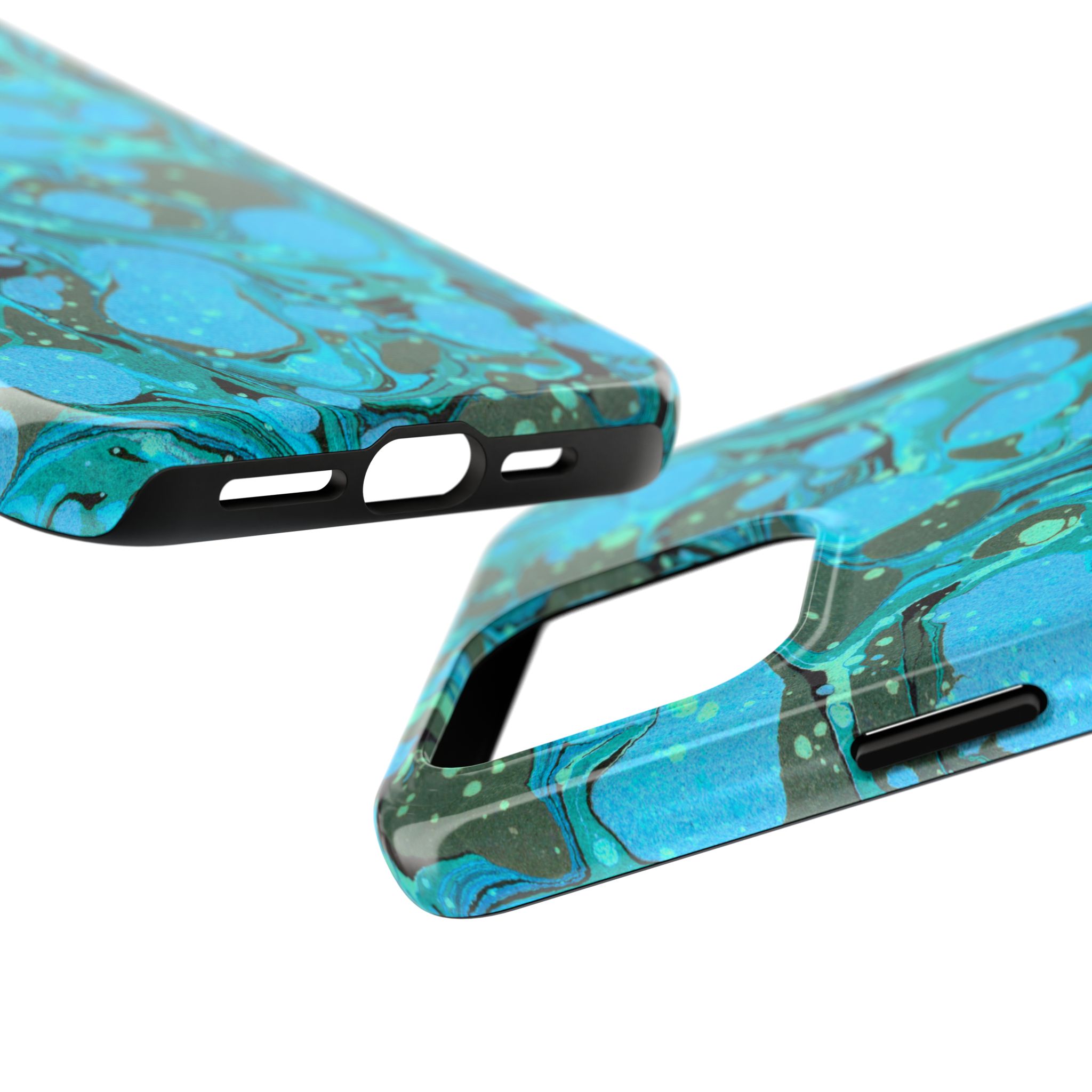 Marbled Phone Case - Aqua & Moss Green - Image 67