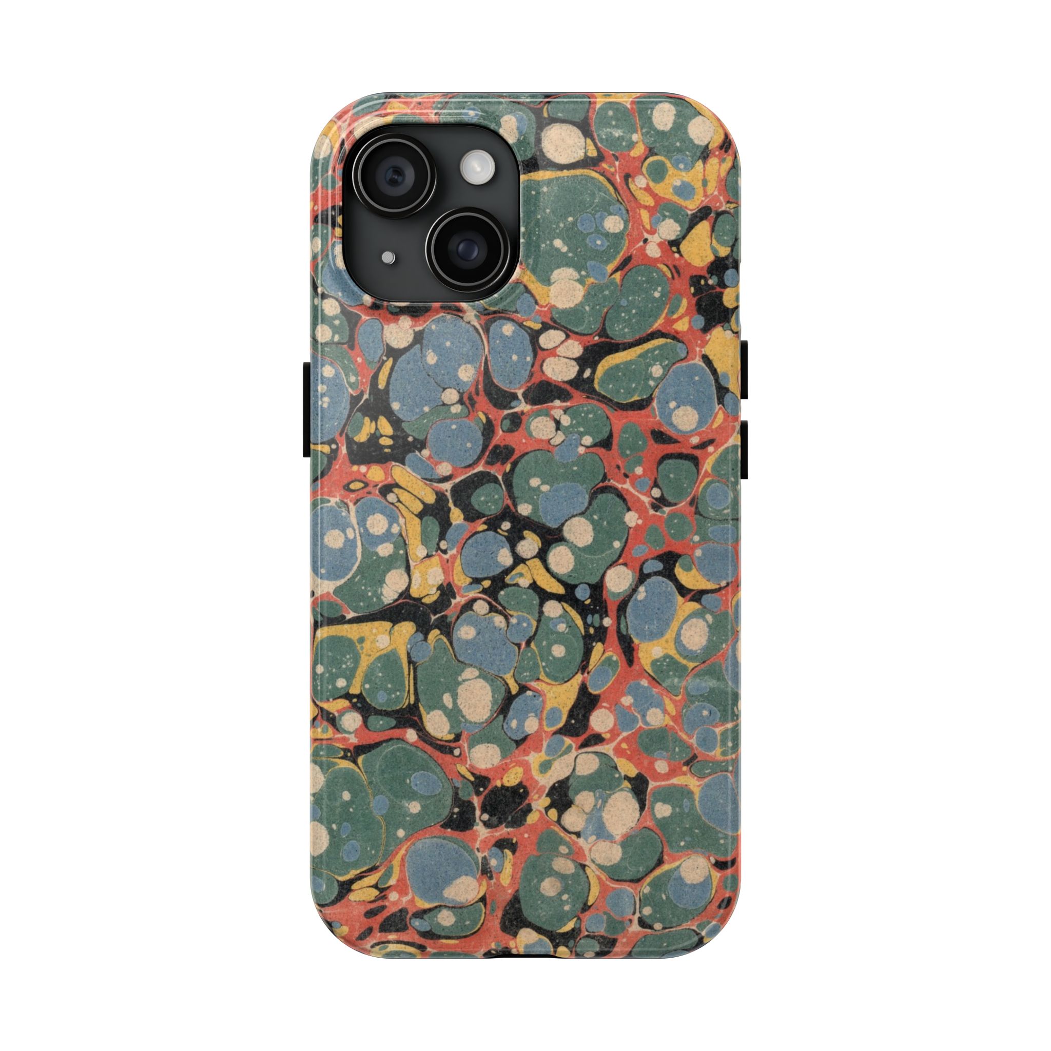 18th C. Marbled Paper Phone Case - Blue, Orange & Black - Image 53