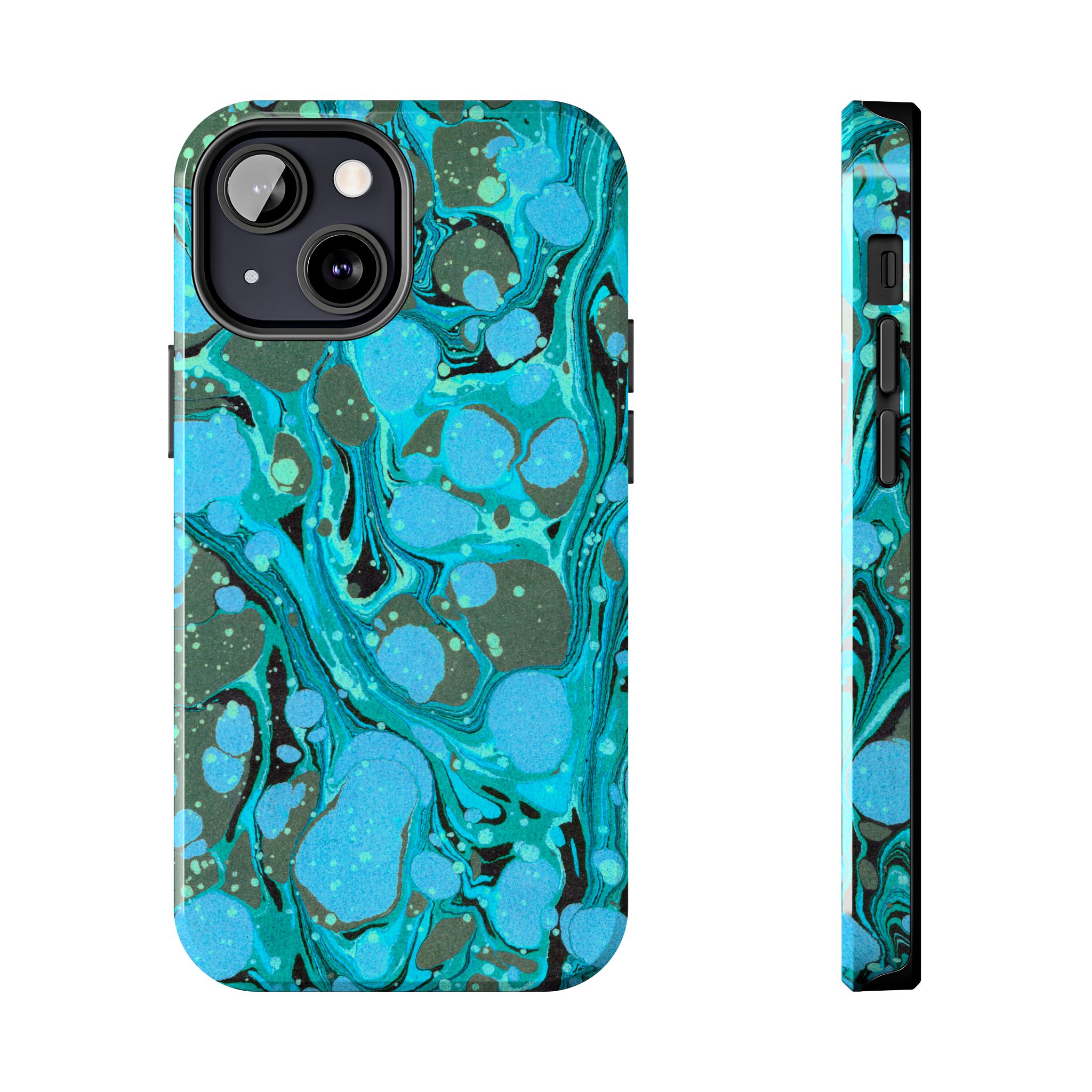 Marbled Phone Case - Aqua & Moss Green - Image 33