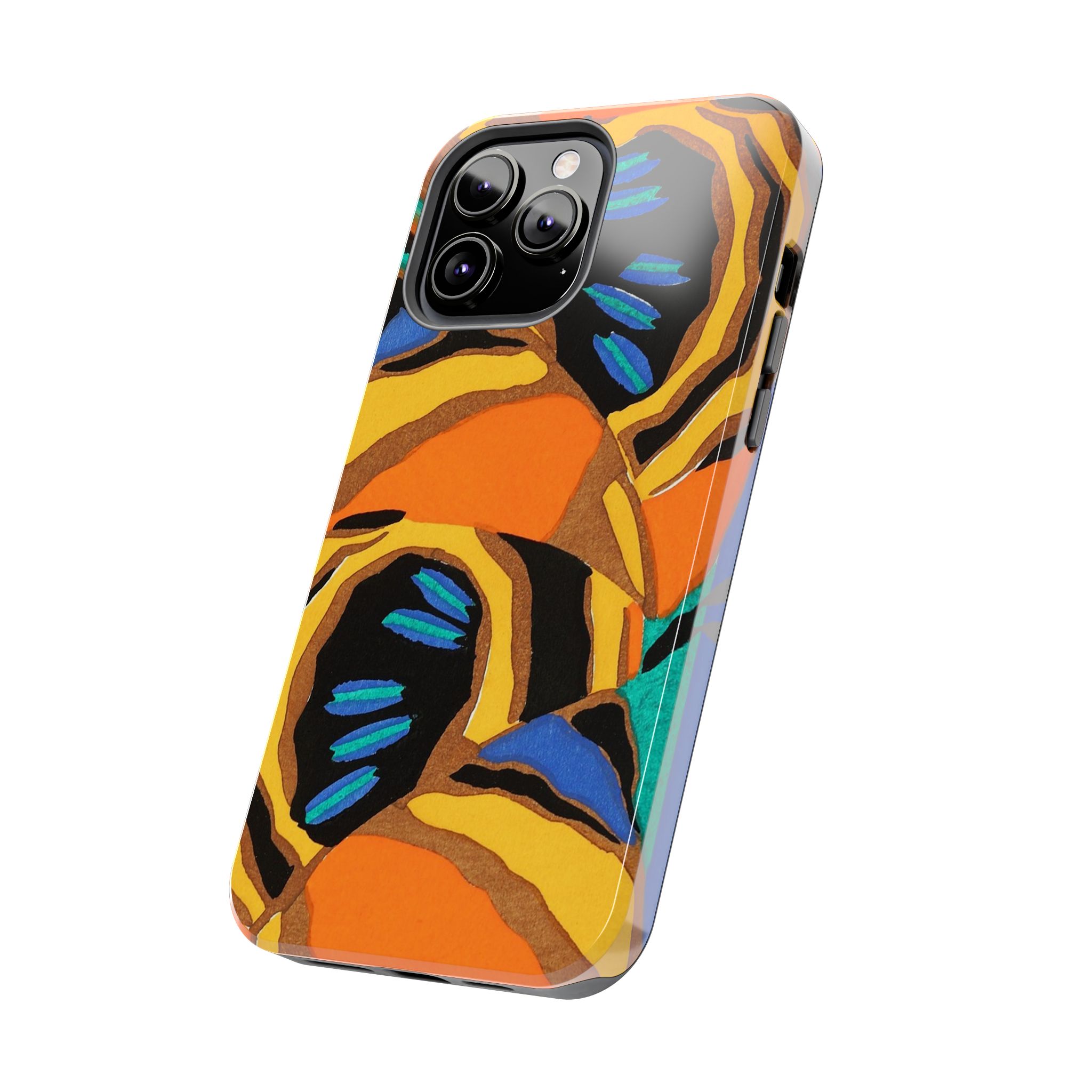 Orange, Black & Blue Abstract Phone Case - Image 43