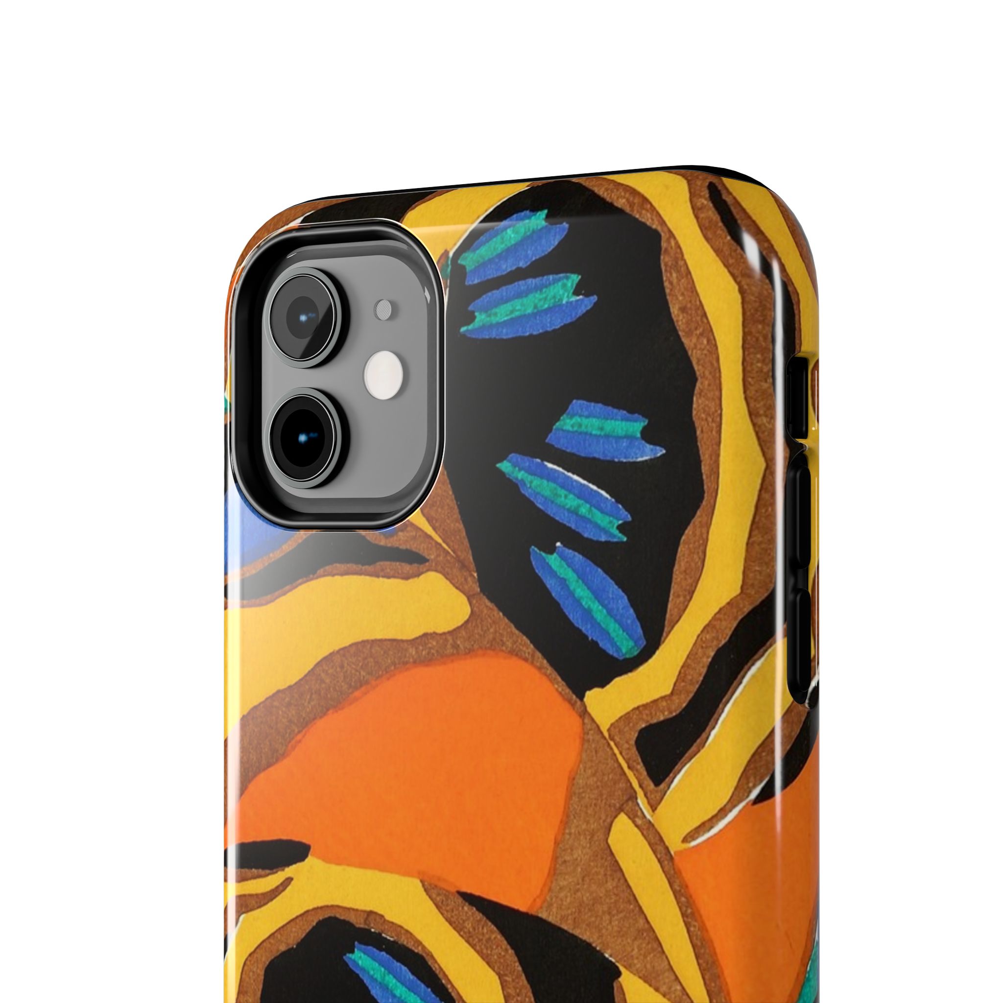 Orange, Black & Blue Abstract Phone Case - Image 4