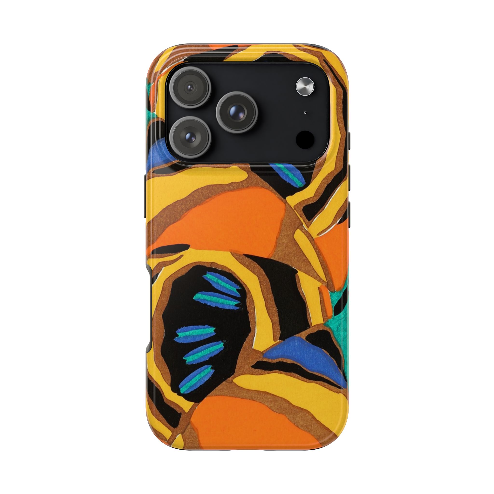 Orange, Black & Blue Abstract Phone Case - Image 98